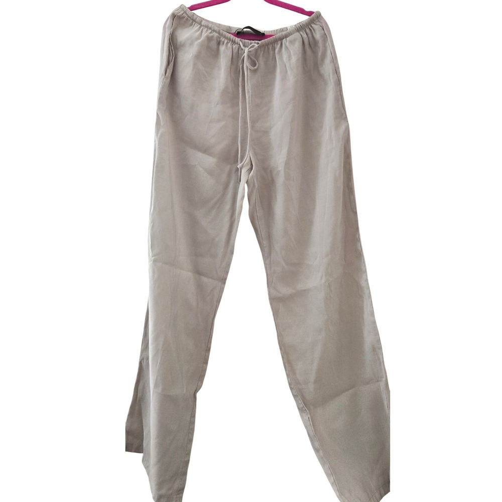 Zara Women Light Beige Modal Blend Elastic Waist Drawstring Pants XS Stone